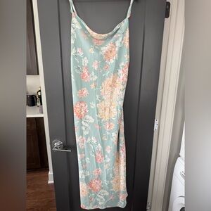 Floral Slip Dress - Mint Green and Peach